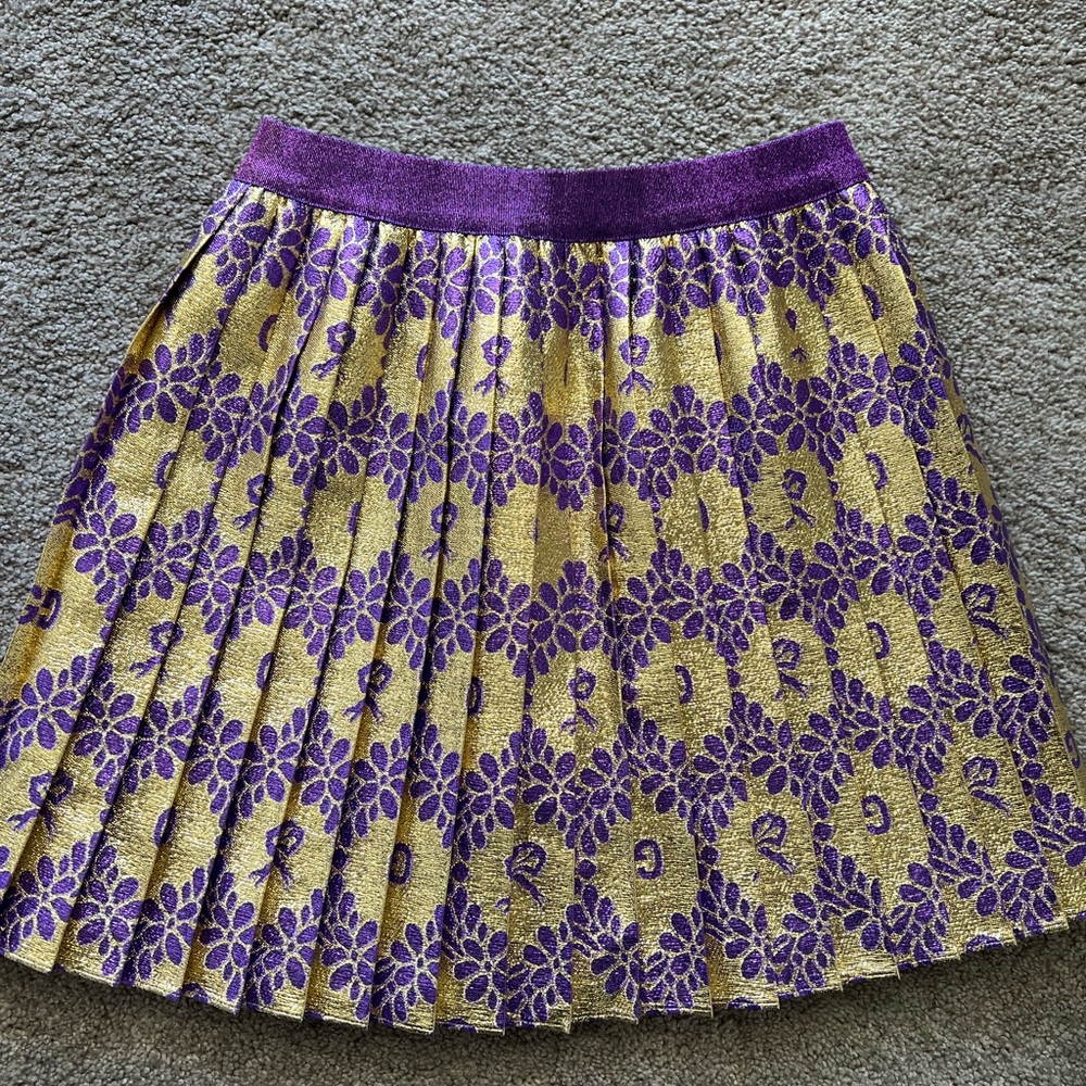Gucci Floral Purple and Gold A-Line Skirt